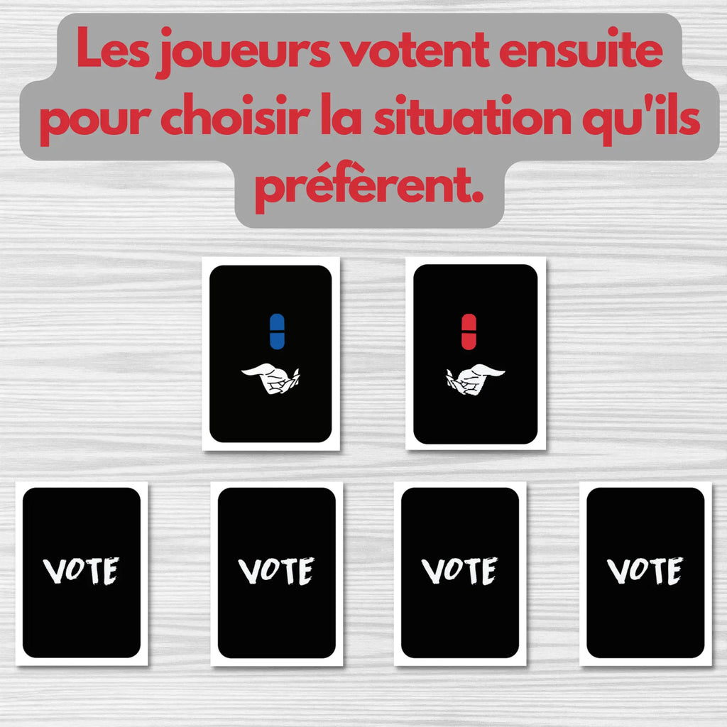 Cartes tirées du jeu choix de merde